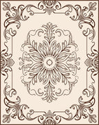 Ornate Floral Scrollwork Design Rug