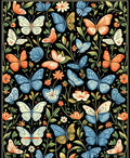 Whimsical Butterfly Floral Garden Pattern Rug