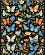 Whimsical Butterfly Floral Garden Pattern Rug