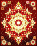 Crimson Gold Intricate Mandala Rug