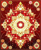 Crimson Gold Intricate Mandala Rug