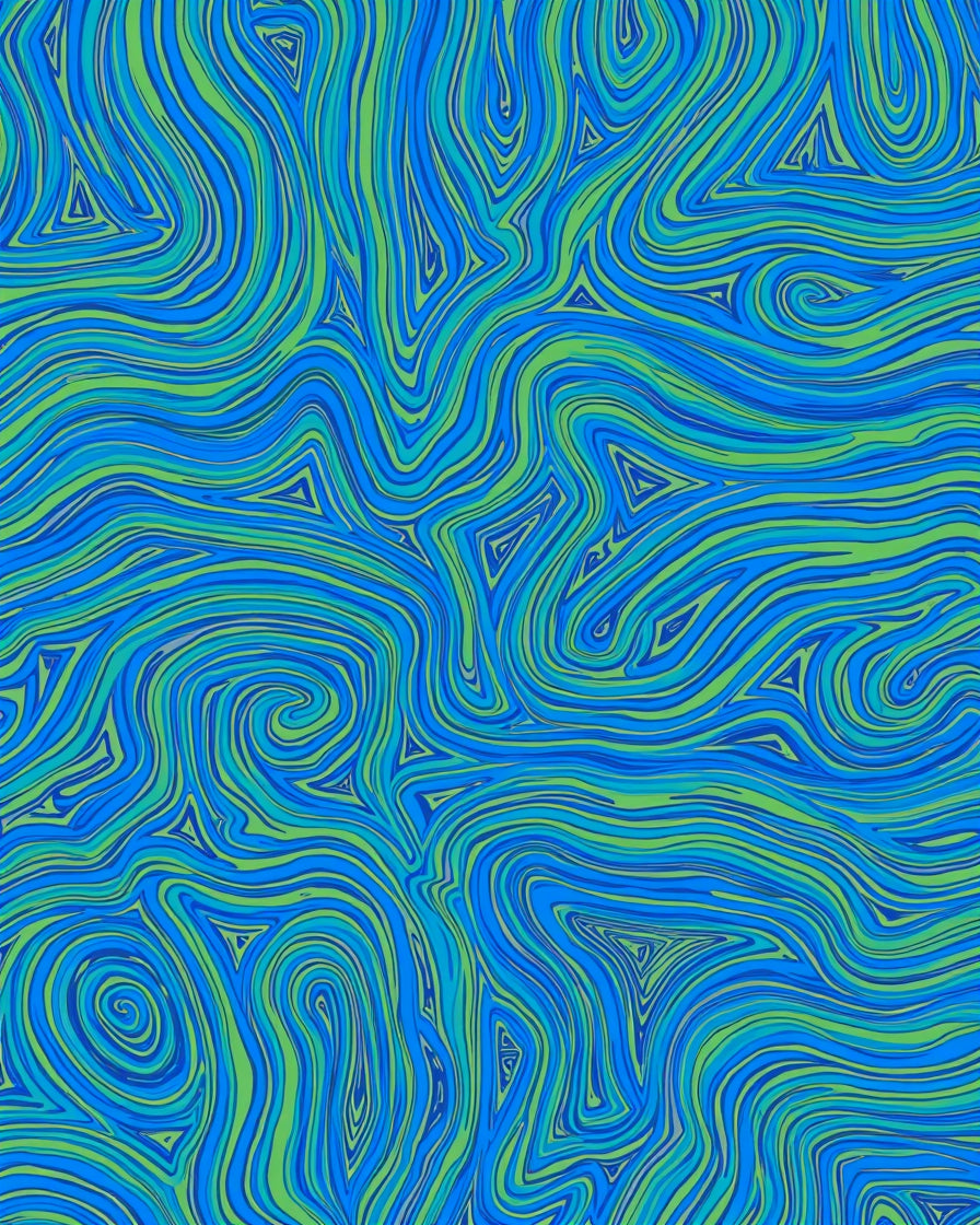 Blue Green Swirl Flow Pattern Rug