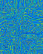 Blue Green Swirl Flow Pattern Rug