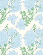 Light Blue Floral Vine Pattern Rug