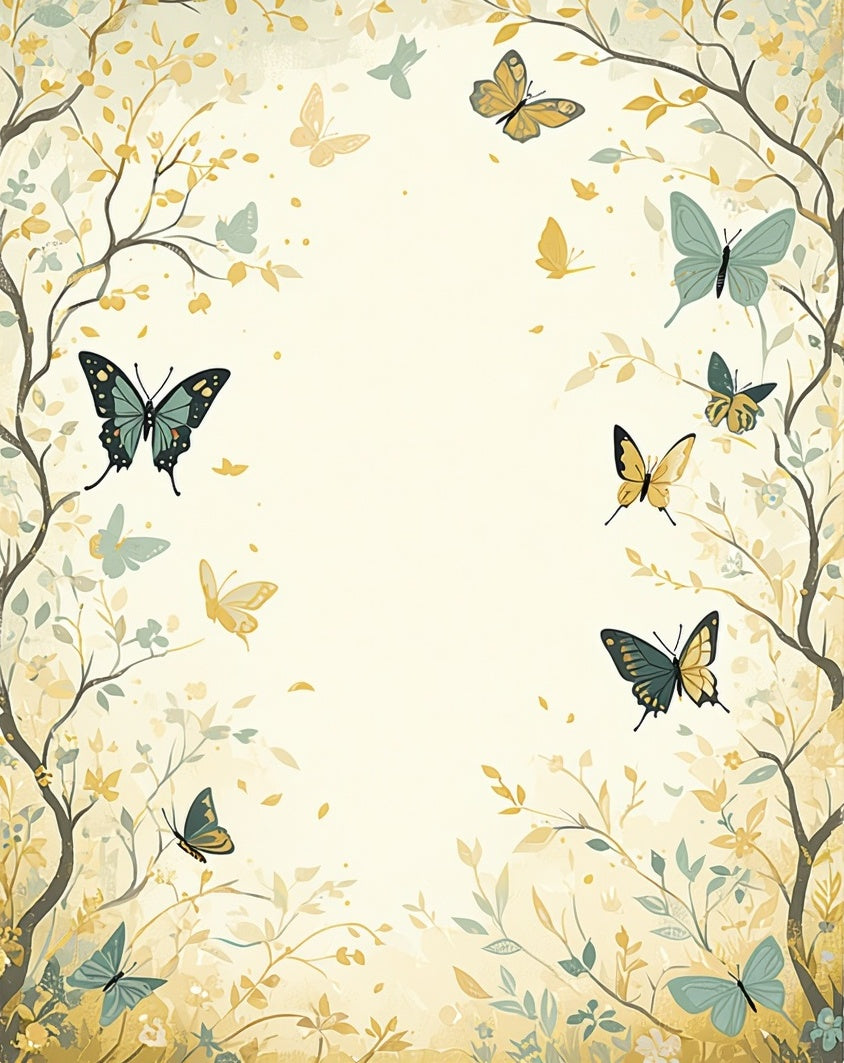 Delicate Butterflies in Golden Grove Design Rug