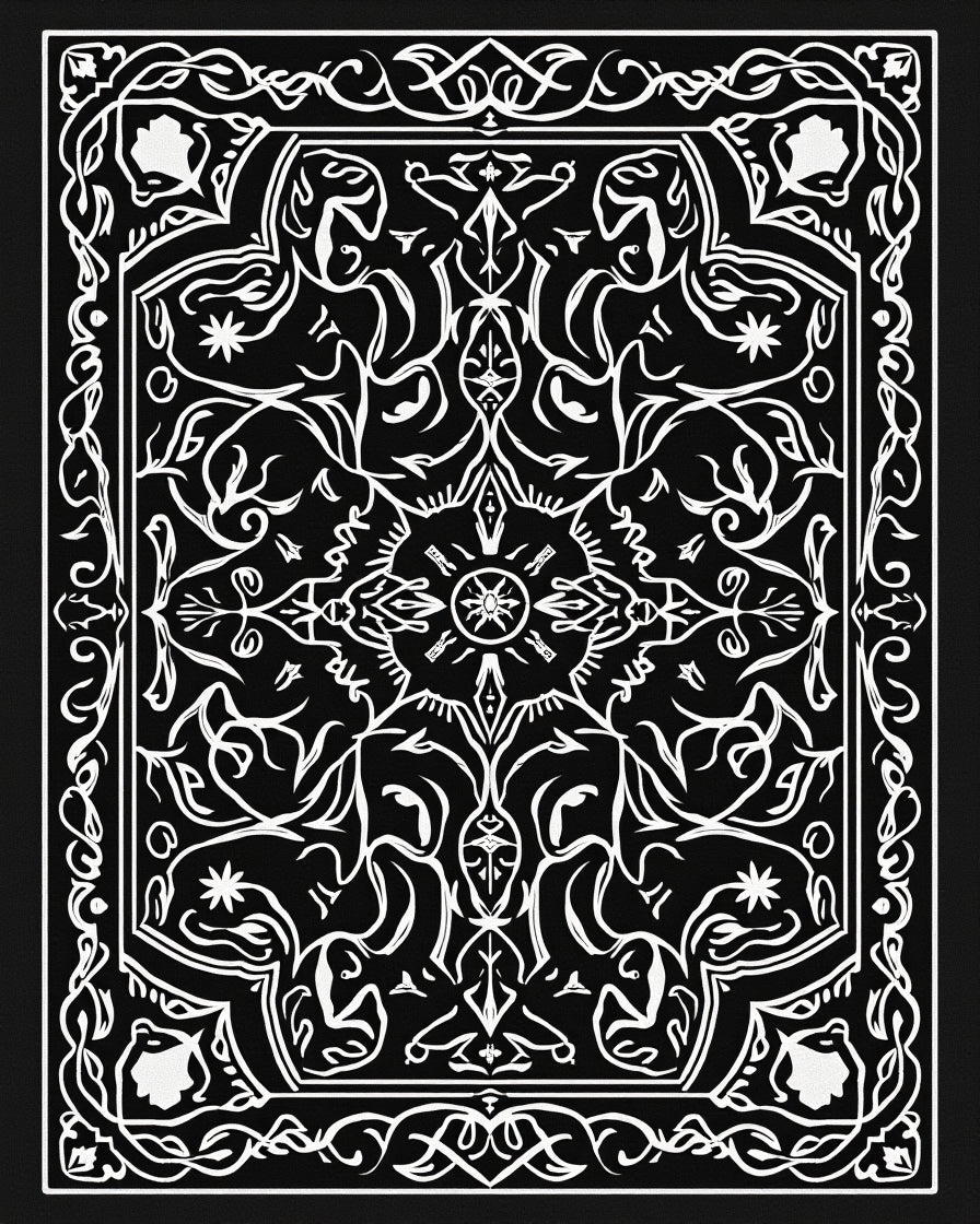 Monochromatic Floral Mandala Pattern Rug