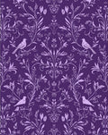 Regal Purple Bird and Floral Pattern Rug