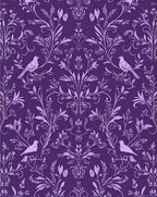 Regal Purple Bird and Floral Pattern Rug