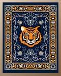 Ornate Tiger Face Pattern Rug