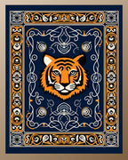 Ornate Tiger Face Pattern Rug