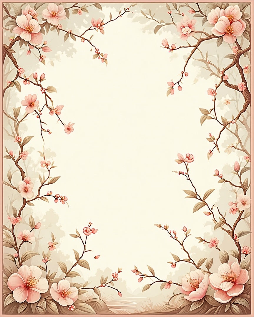 Soft Pink Cherry Blossom Branches Rug
