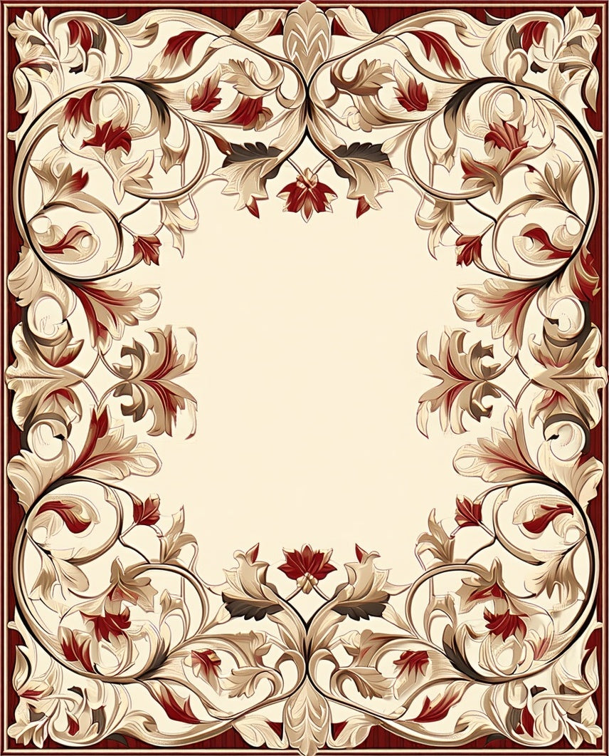 Ornate Floral Scrollwork Design Rug