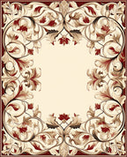 Ornate Floral Scrollwork Design Rug