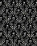 Black White Feathered Palm Fan Rug