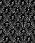Black White Feathered Palm Fan Rug