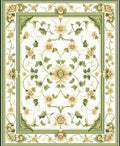 Elegant Cream Green Floral Vine Rug