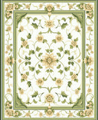 Elegant Cream Green Floral Vine Rug