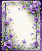 Whimsical Purple Floral Vines Rug