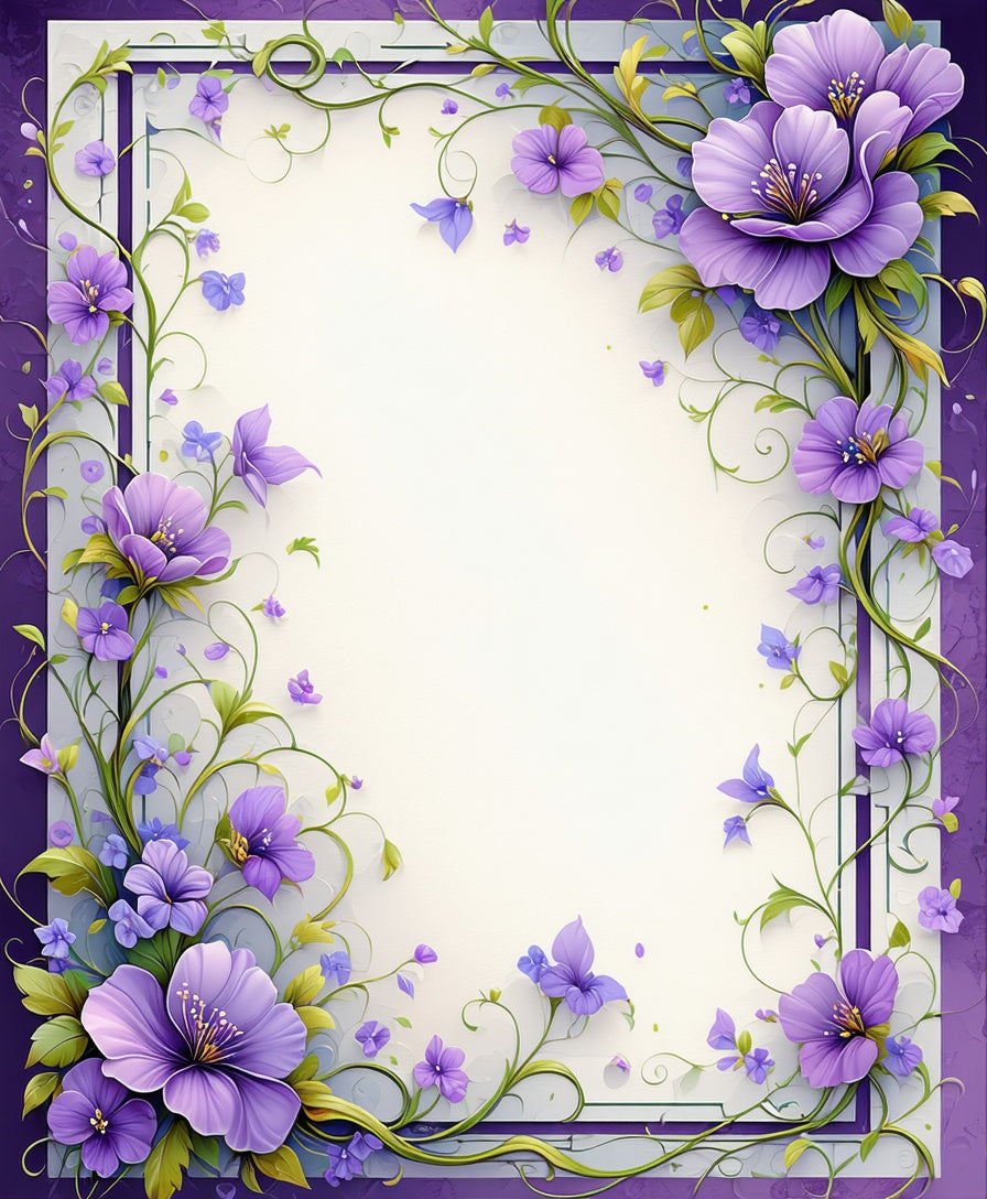 Whimsical Purple Floral Vines Rug