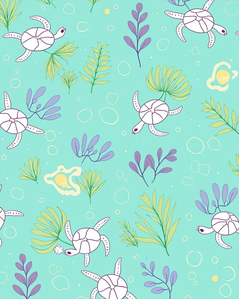 Whimsical Sea Turtle Underwater Pattern Rug