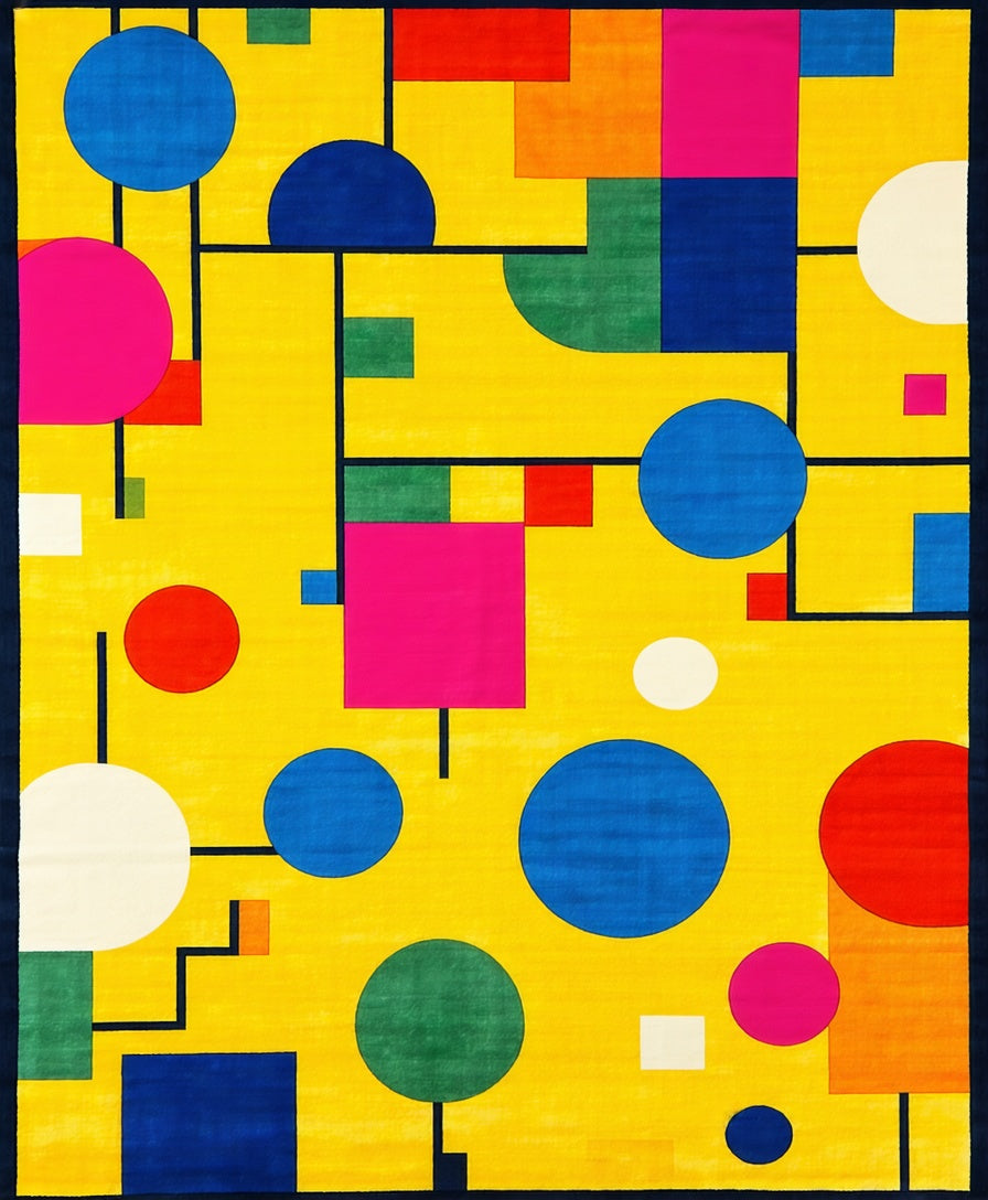 Abstract Geometric Colorful Circles Rug