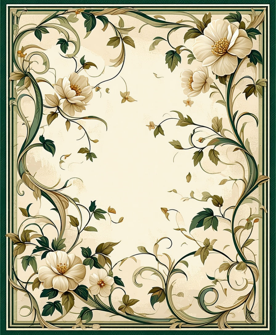 Classic Floral Vine Intricate Pattern Rug
