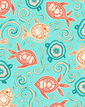 Playful Fish Turtle Swirls Pattern Rug
