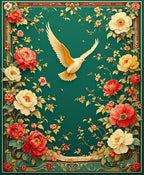 Elegant Floral Bird Emerald Garden Rug