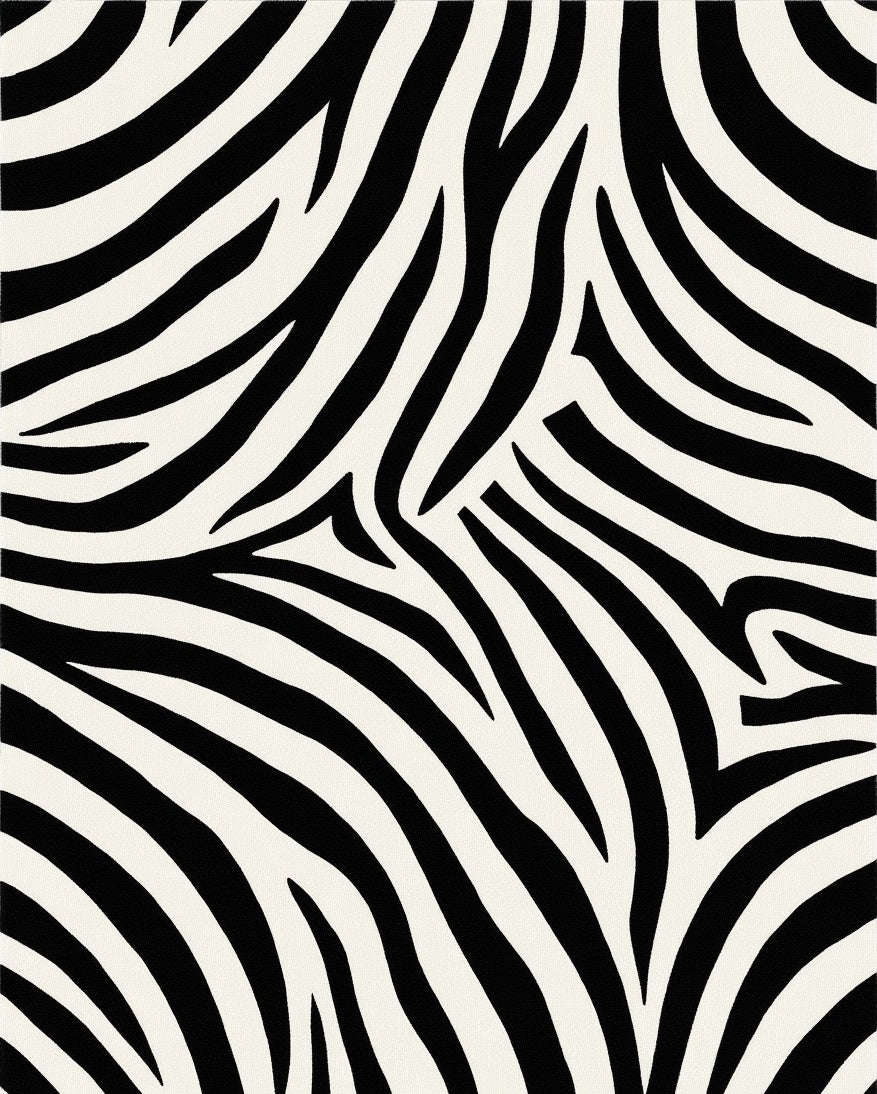 Bold Black White Animal Print Rug