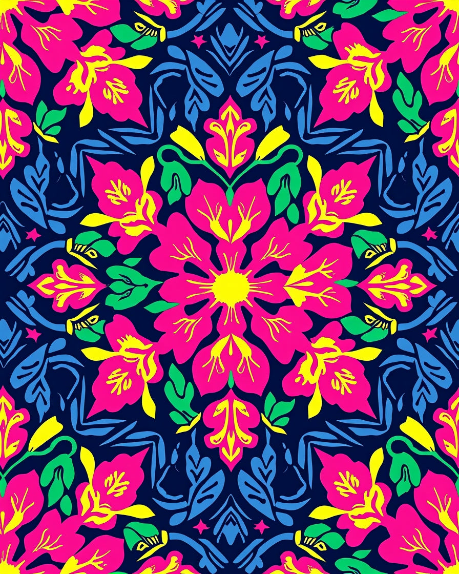 Vibrant Floral Mandala Design Rug