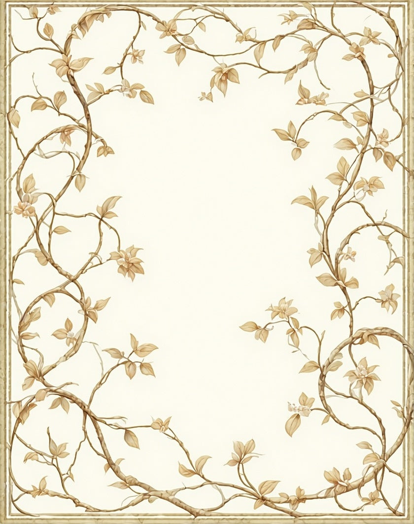 Nature Inspired Floral Vines Pattern Rug