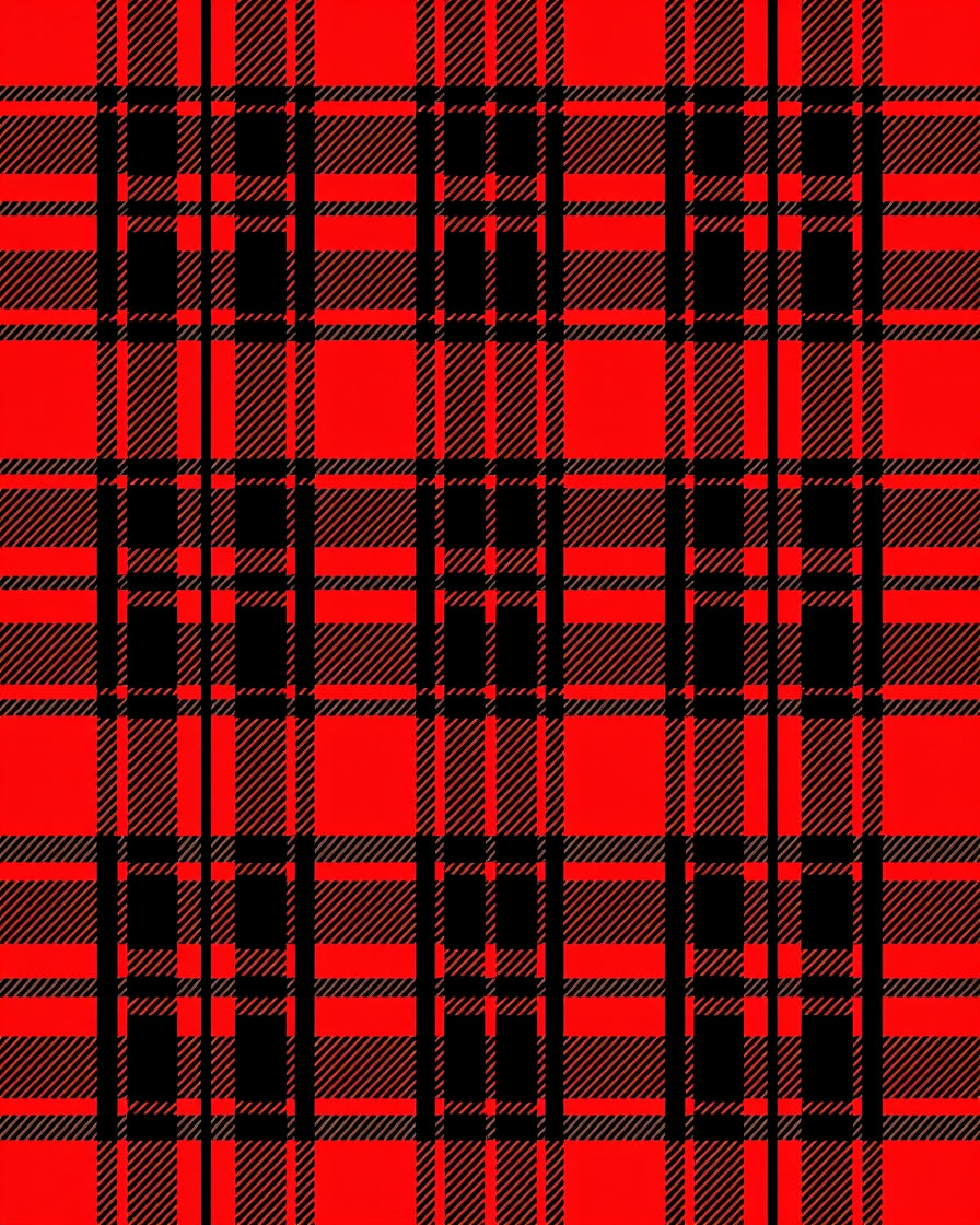 Classic Red Black Plaid Checks Rug