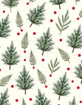 Green Pine Sprigs Red Berry Garland Rug