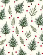Green Pine Sprigs Red Berry Garland Rug