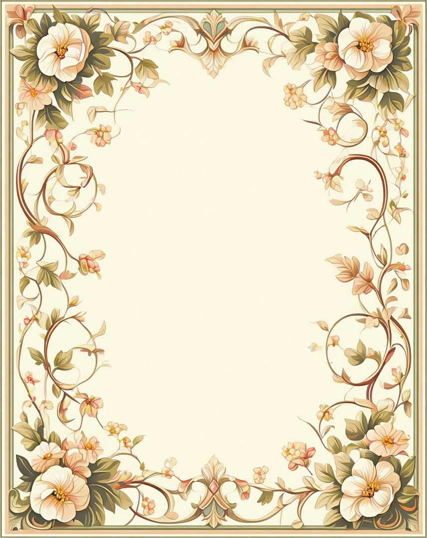 Elegant Floral Vine Border Design Rug