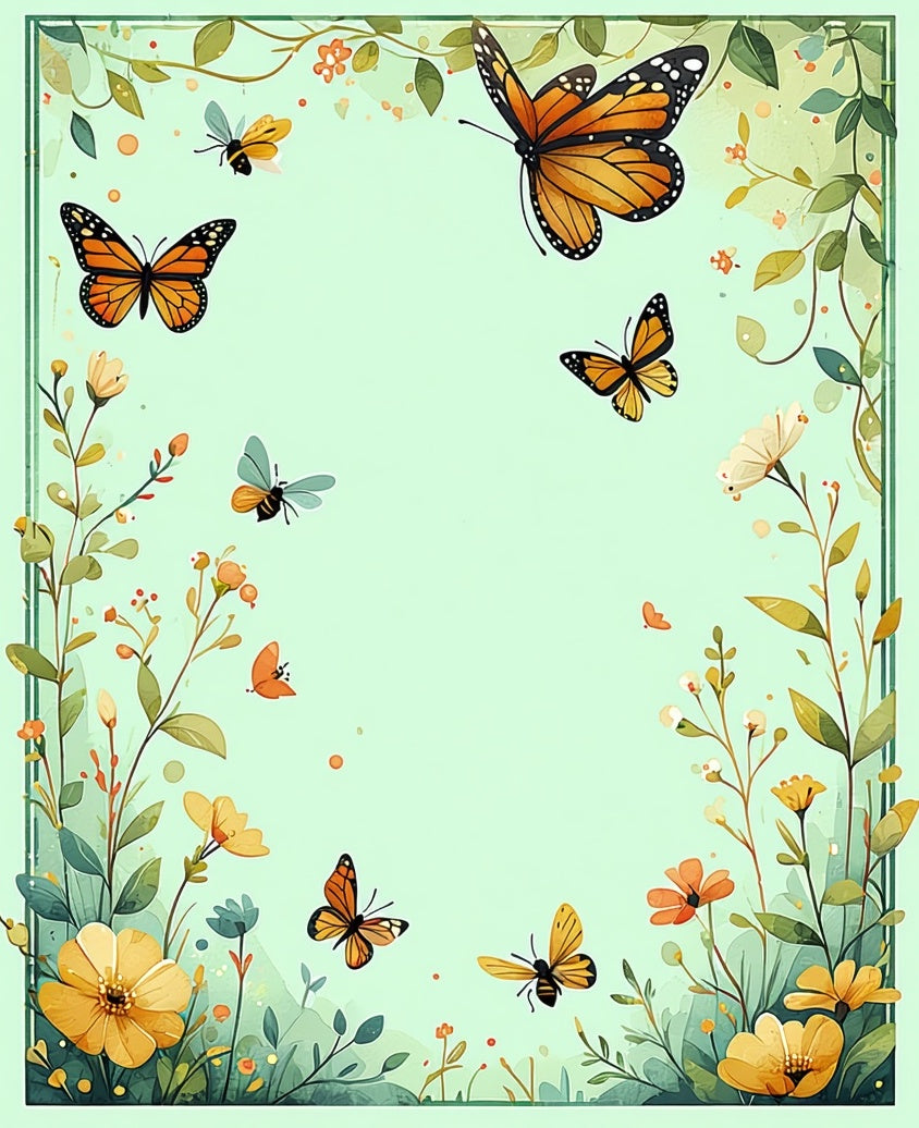 Nature Butterflies Floral Garden Pattern Rug