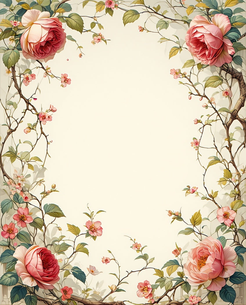 Vintage Rose Blossom Border Rug