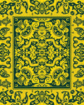 Bold Yellow Abstract Floral Scroll Rug