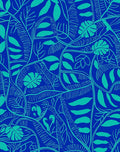 Blue Tropical Leaf Pattern Rug