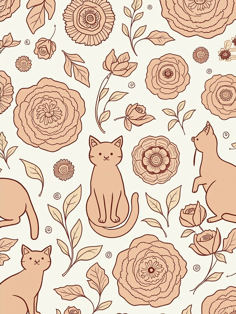 Whimsical Cats And Floral Garden Rug