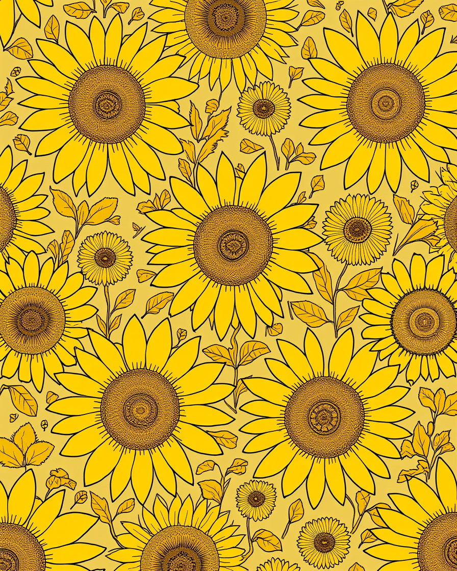 Vibrant Yellow Sunflower Pattern Design Rug