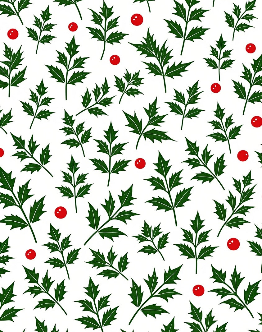 Green Holly Berries Christmas Rug