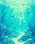 Underwater Ocean Life Fish Coral Pattern Rug