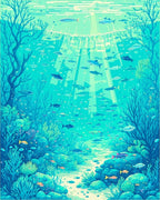 Underwater Ocean Life Fish Coral Pattern Rug