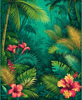 Lush Tropical Forest Floral Rug