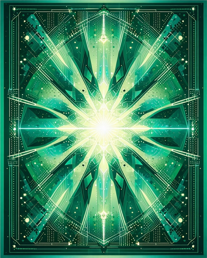 Green Geometric Crystal Radiance Rug