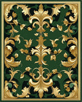 Opulent Gold Floral Green Contemporary Design Rug
