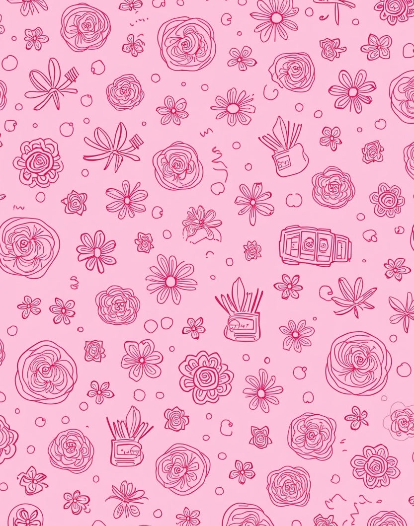 Whimsical Floral Sketch Pattern Rug