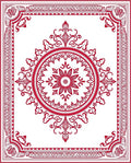 Crimson Floral Medallion Border Rug