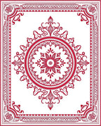 Crimson Floral Medallion Border Rug